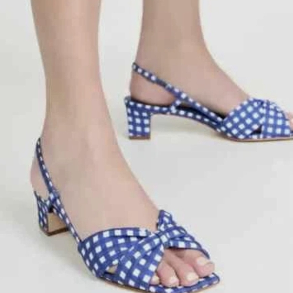 Caroline Constas Navy Checkered Sandals